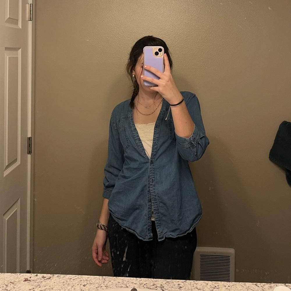 Jean, button up sweater